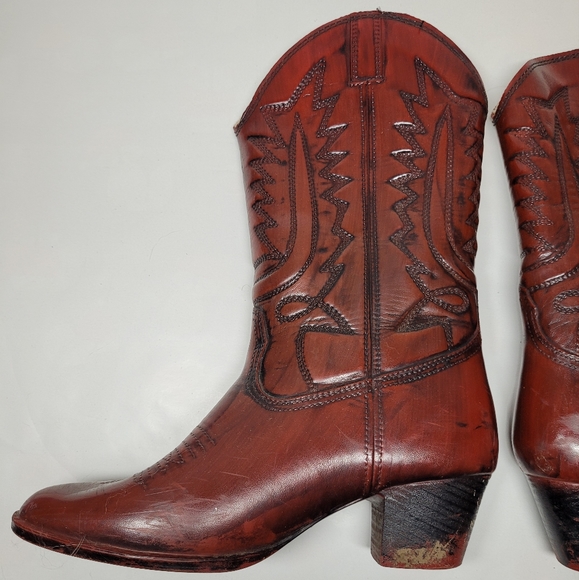 moulded construction Shoes - Vintage Red Cowboy Boots